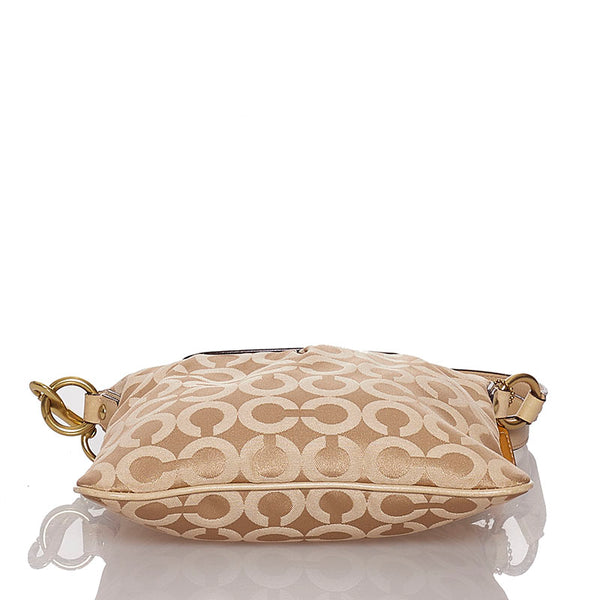 コーチ シグネチャー 斜め掛け ショルダーバッグ 41992 ベージュ キャンバス レザー レディース COACH 【中古】