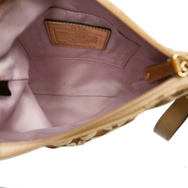 コーチ シグネチャー 斜め掛け ショルダーバッグ 41992 ベージュ キャンバス レザー レディース COACH 【中古】