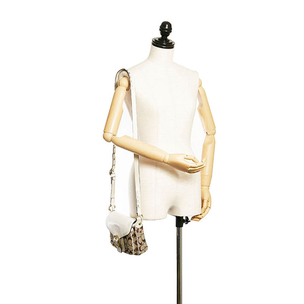 コーチ シグネチャー 斜め掛け ショルダーバッグ 11593 ブラウン ホワイト キャンバス レザー レディース COACH 【中古】