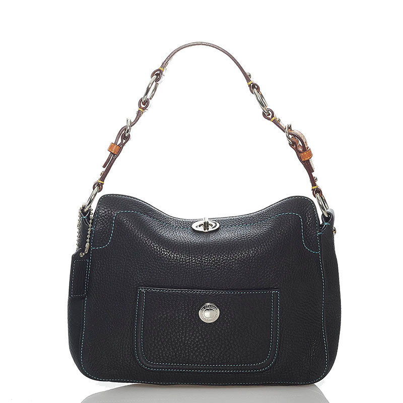 コーチ 8A38 ブラック レザー ショルダーバッグ レディース COACH 【中古】