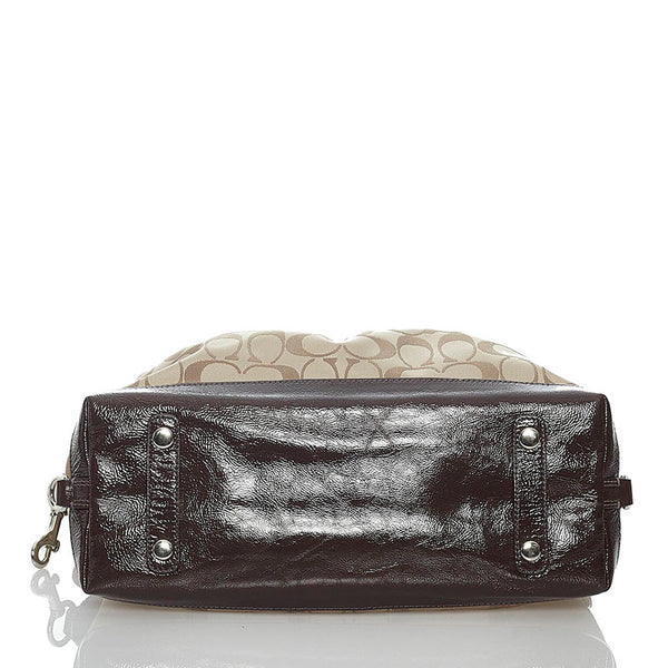 コーチ シグネチャー F15443 ブラウン ベージュ キャンバス レザー ハンドバッグ ショルダーバッグ 2WAY レディース COACH 【中古】