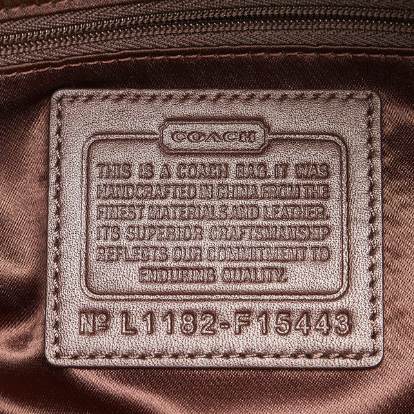 コーチ シグネチャー F15443 ブラウン ベージュ キャンバス レザー ハンドバッグ ショルダーバッグ 2WAY レディース COACH 【中古】