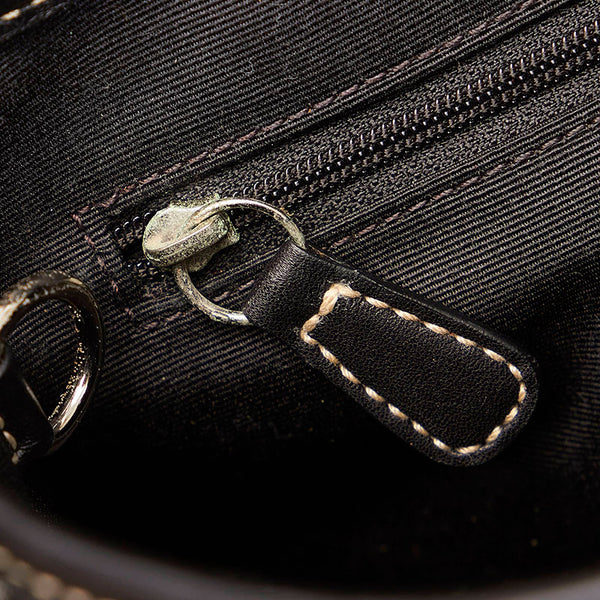 コーチ シグネチャー 1466 ブラック キャンバス レザー 斜め掛け ショルダーバッグ レディース COACH 【中古】