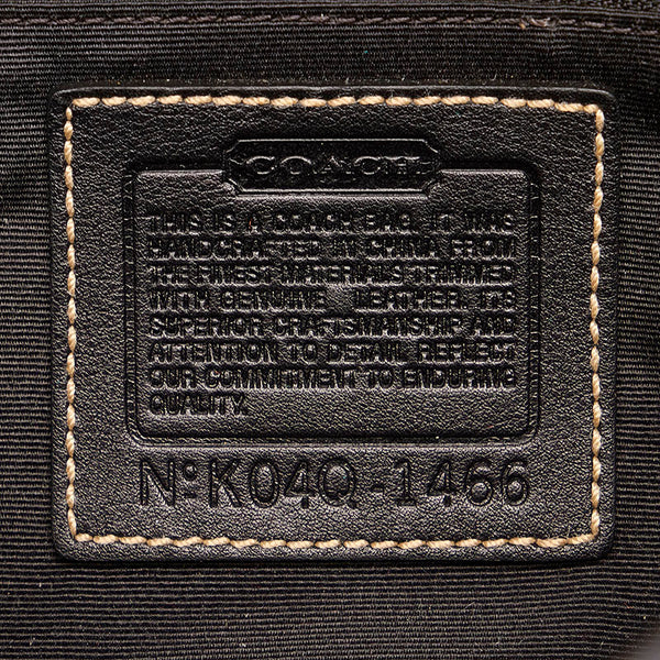 コーチ シグネチャー 1466 ブラック キャンバス レザー 斜め掛け ショルダーバッグ レディース COACH 【中古】