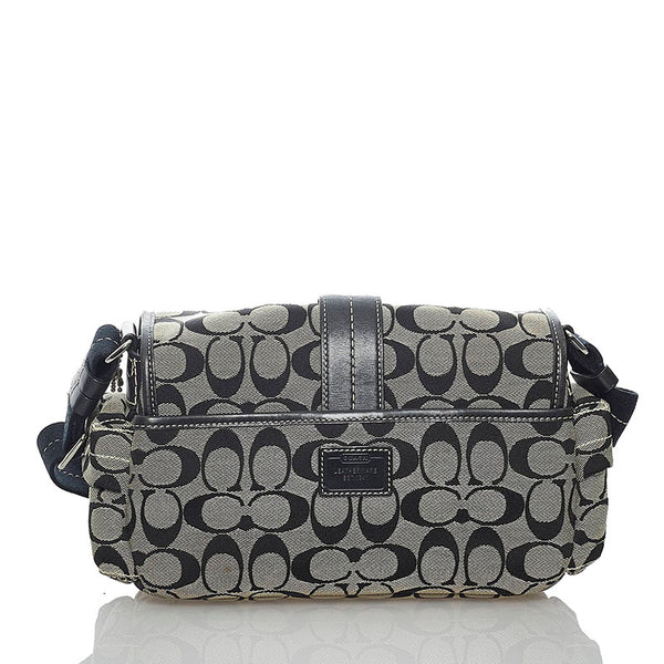 コーチ シグネチャー 斜め掛け ショルダーバッグ 6835 ブラック キャンバス レザー レディース COACH 【中古】