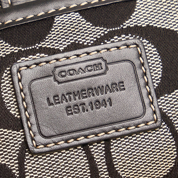 コーチ シグネチャー 斜め掛け ショルダーバッグ 6835 ブラック キャンバス レザー レディース COACH 【中古】