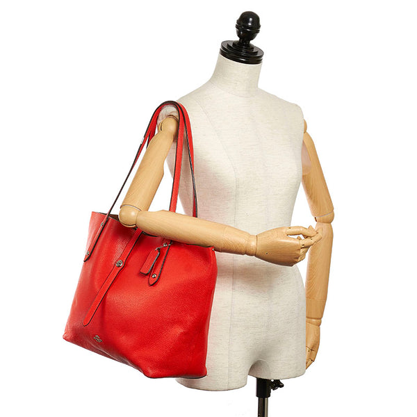 コーチ トートバッグ レッド レザー レディース COACH 【中古】