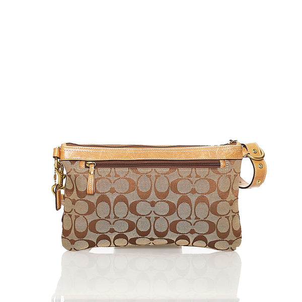 コーチ シグネチャー ウエストバッグ ショルダーバッグ 2WAY ブラウン キャンバス レザー レディース COACH 【中古】