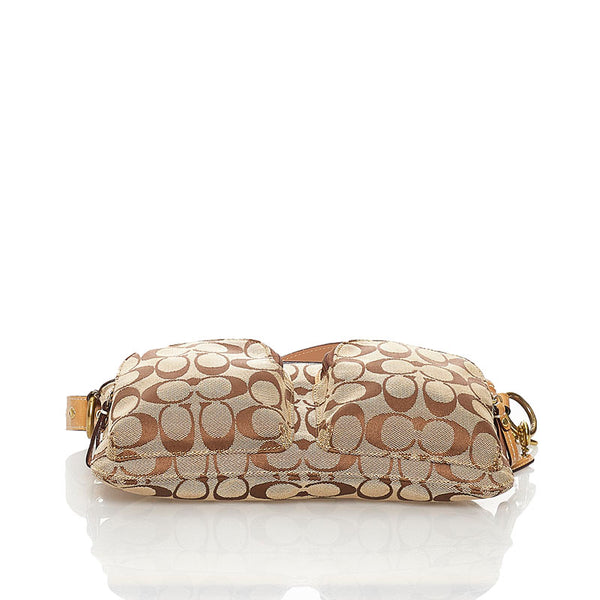 コーチ シグネチャー ウエストバッグ ショルダーバッグ 2WAY ブラウン キャンバス レザー レディース COACH 【中古】