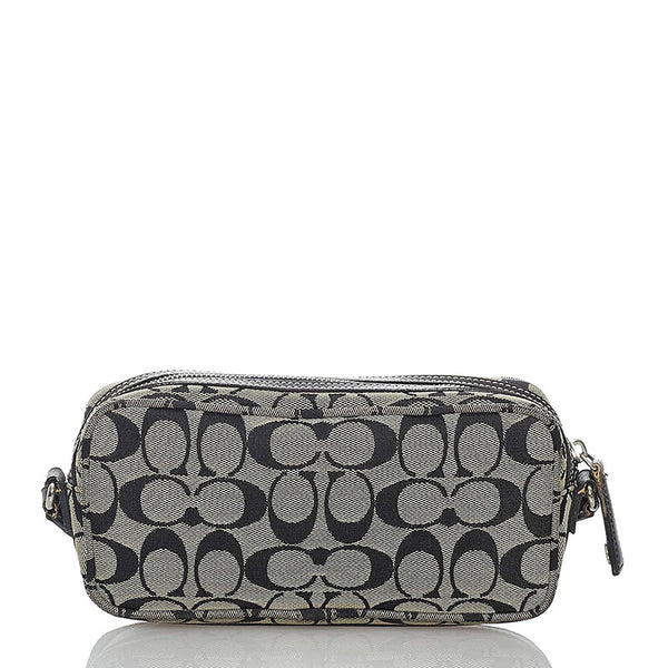 コーチ シグネチャー 6073 ブラック キャンバス レザー 斜め掛け ショルダーバッグ レディース COACH 【中古】