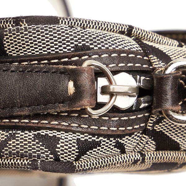 コーチ シグネチャー 6073 ブラック キャンバス レザー 斜め掛け ショルダーバッグ レディース COACH 【中古】