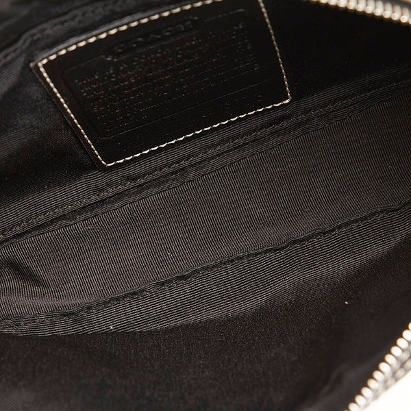 コーチ シグネチャー 6073 ブラック キャンバス レザー 斜め掛け ショルダーバッグ レディース COACH 【中古】