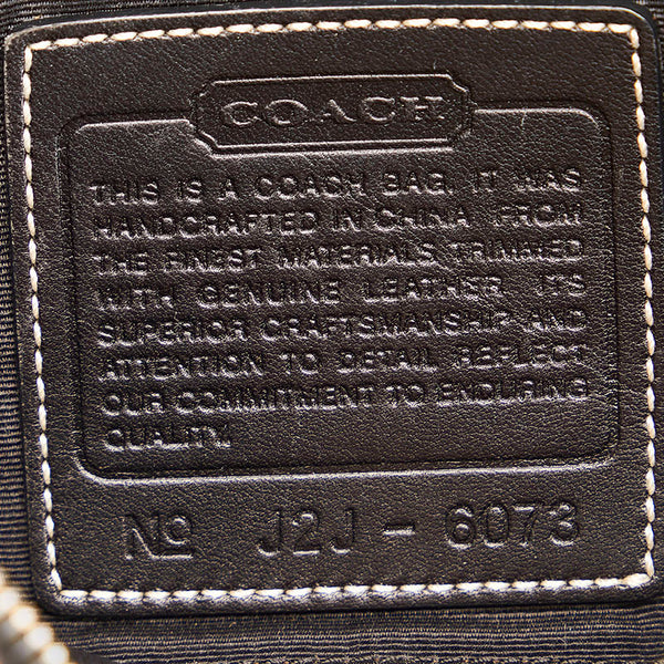 コーチ シグネチャー 6073 ブラック キャンバス レザー 斜め掛け ショルダーバッグ レディース COACH 【中古】