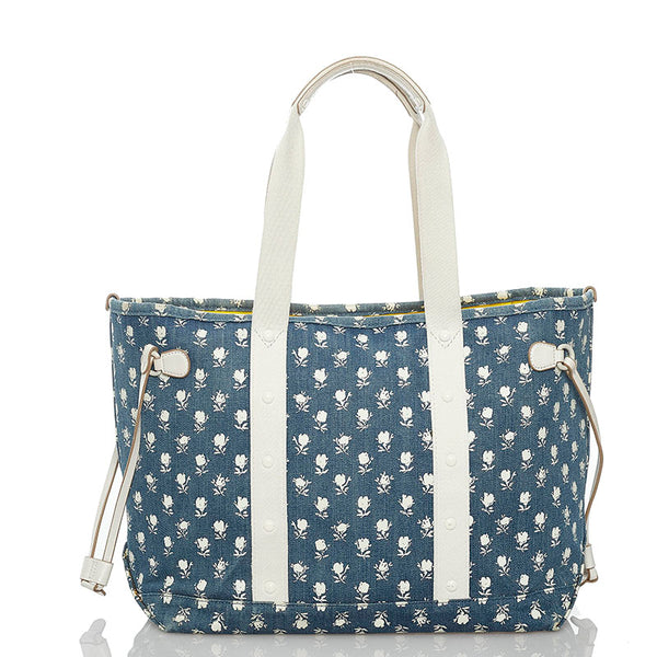 コーチ ブルー ホワイト キャンバス トートバッグ レディース COACH 【中古】