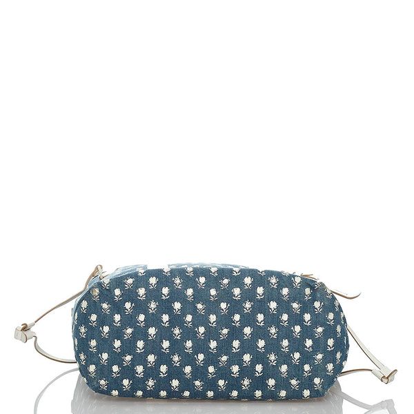 コーチ ブルー ホワイト キャンバス トートバッグ レディース COACH 【中古】