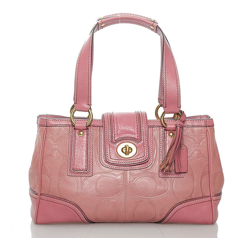 コーチ シグネチャー ハンドバッグ 12289 ピンク レザー レディース COACH 【中古】