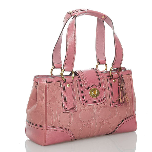 コーチ シグネチャー ハンドバッグ 12289 ピンク レザー レディース COACH 【中古】