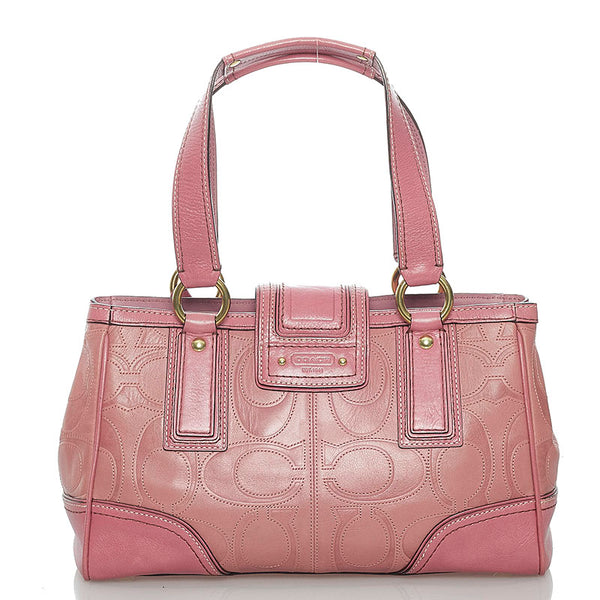 コーチ シグネチャー ハンドバッグ 12289 ピンク レザー レディース COACH 【中古】