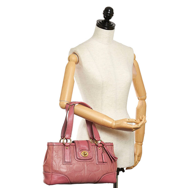 コーチ シグネチャー ハンドバッグ 12289 ピンク レザー レディース COACH 【中古】