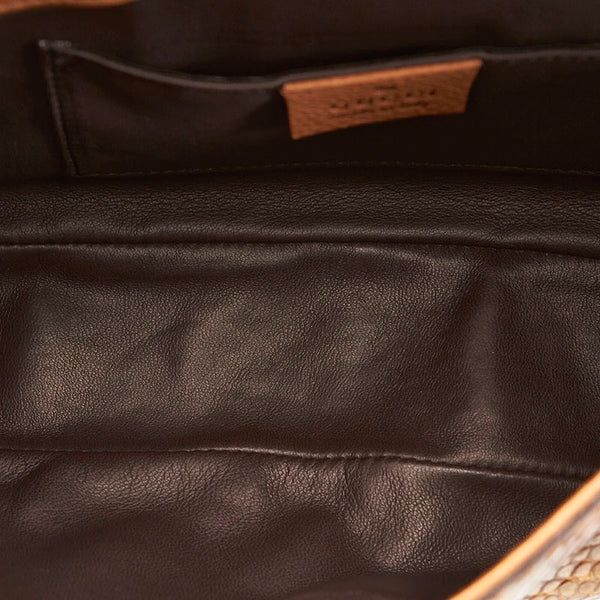 グッチ マラケシュ フリンジ 257032 ブラウン レザー パイソン チェーン ショルダーバッグ レディース GUCCI 【中古】