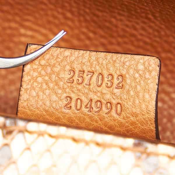 グッチ マラケシュ フリンジ 257032 ブラウン レザー パイソン チェーン ショルダーバッグ レディース GUCCI 【中古】