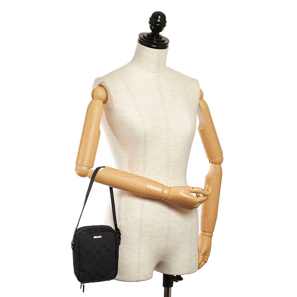 グッチ GGキャンバス ハンドバッグ 039 1156 ブラック キャンバス レザー レディース GUCCI 【中古】