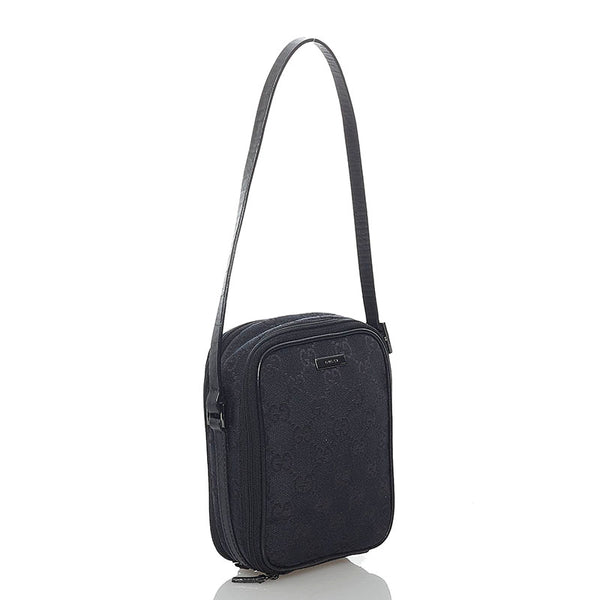 グッチ GGキャンバス ハンドバッグ 039 1156 ブラック キャンバス レザー レディース GUCCI 【中古】