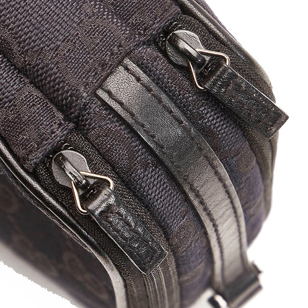 グッチ GGキャンバス ハンドバッグ 039 1156 ブラック キャンバス レザー レディース GUCCI 【中古】