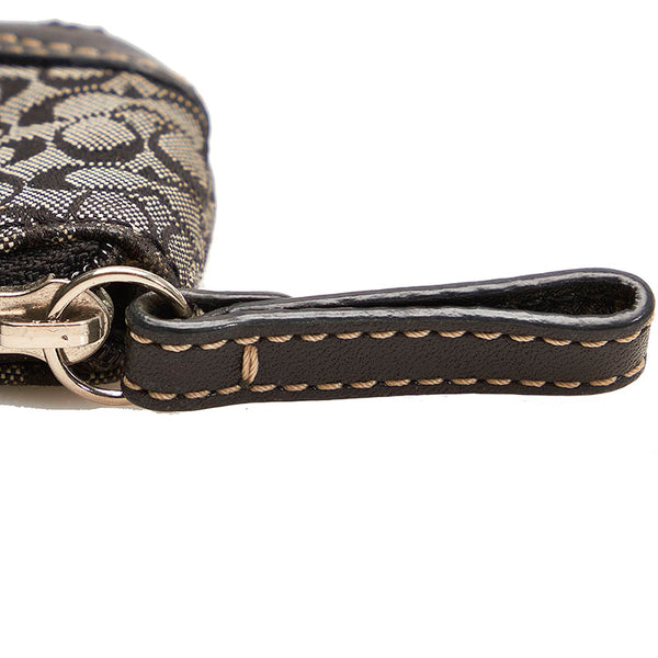 コーチ シグネチャー ブラック キャンバス レザー コインケース レディース COACH 【中古】