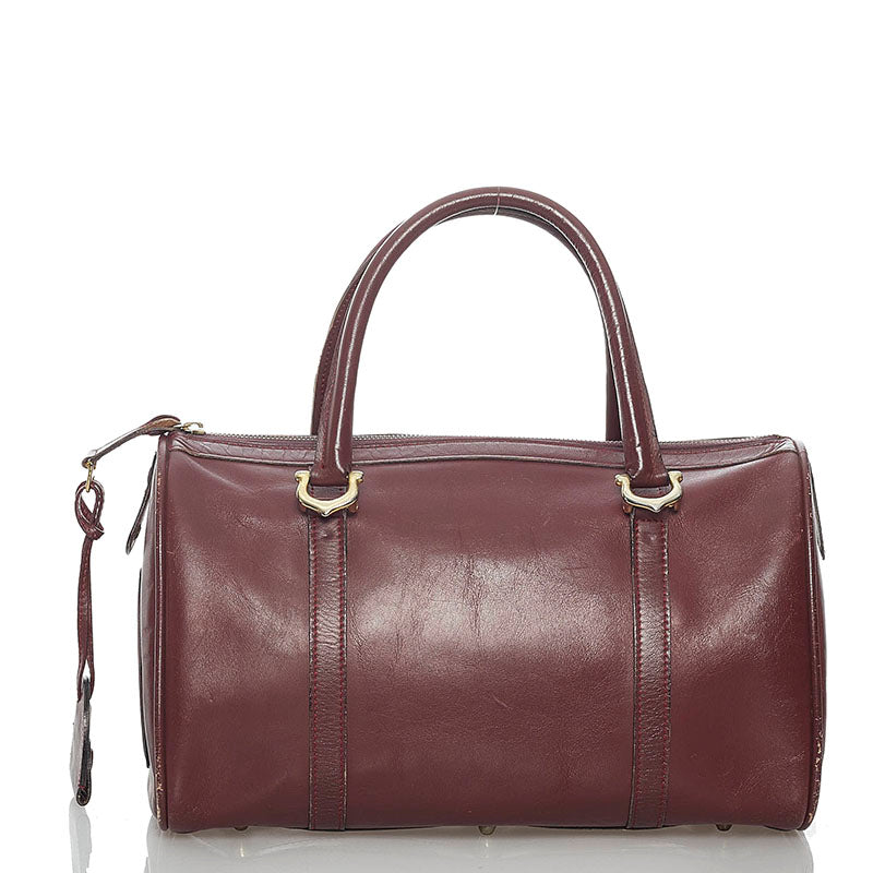 カルティエ マスト ボルドー レザー ハンドバッグ ミニボストン レディース CARTIER 【中古】