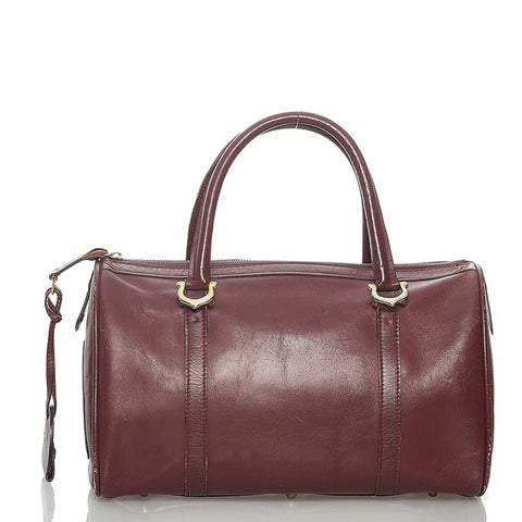 カルティエ マスト ボルドー レザー ハンドバッグ ミニボストン レディース CARTIER 【中古】