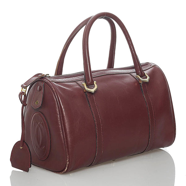 カルティエ マスト ボルドー レザー ハンドバッグ ミニボストン レディース CARTIER 【中古】