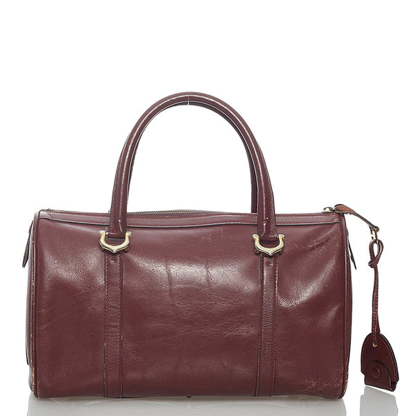 カルティエ マスト ボルドー レザー ハンドバッグ ミニボストン レディース CARTIER 【中古】