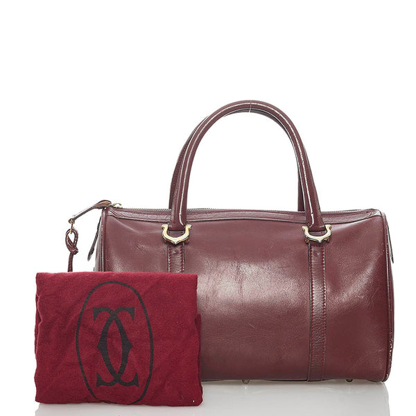 カルティエ マスト ボルドー レザー ハンドバッグ ミニボストン レディース CARTIER 【中古】