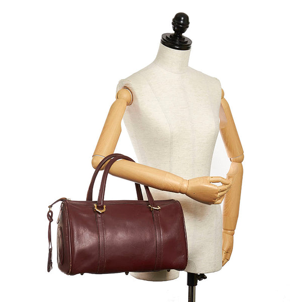 カルティエ マスト ボルドー レザー ハンドバッグ ミニボストン レディース CARTIER 【中古】