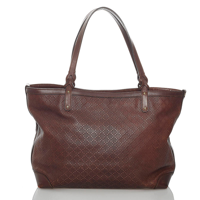 グッチ ディアマンテ 247209 ブラウン レザー トートバッグ レディース GUCCI 【中古】