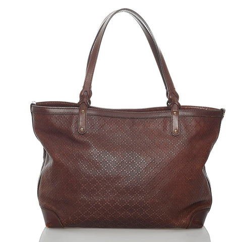 グッチ ディアマンテ 247209 ブラウン レザー トートバッグ レディース GUCCI 【中古】