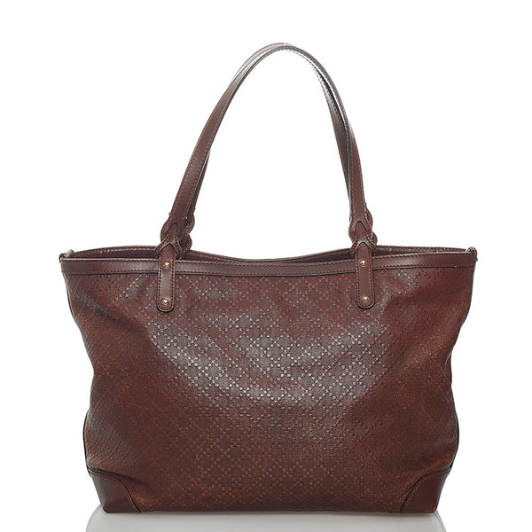 グッチ ディアマンテ 247209 ブラウン レザー トートバッグ レディース GUCCI 【中古】