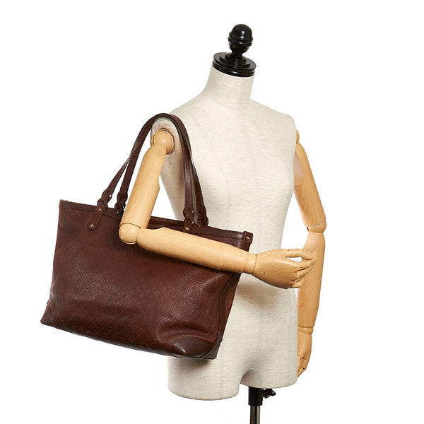 グッチ ディアマンテ 247209 ブラウン レザー トートバッグ レディース GUCCI 【中古】