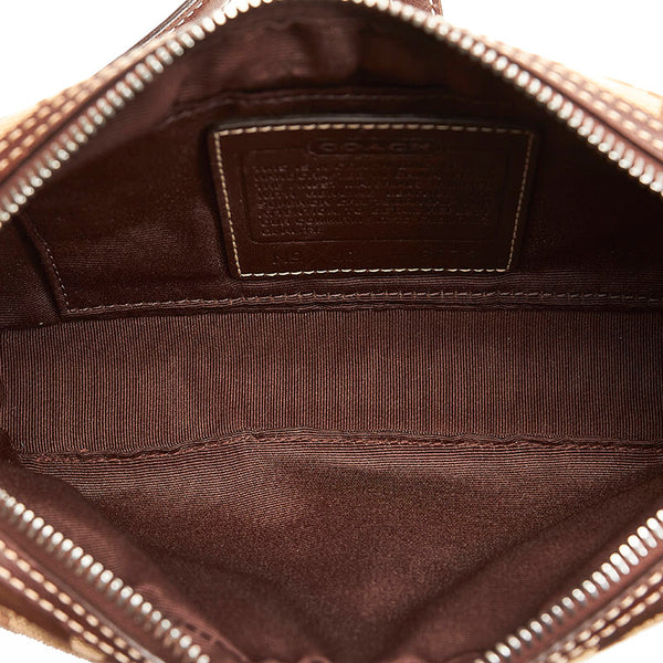 コーチ シグネチャー  斜めがけ ショルダー 6073 ベージュ ブラウン キャンバス レザー レディース COACH 【中古】