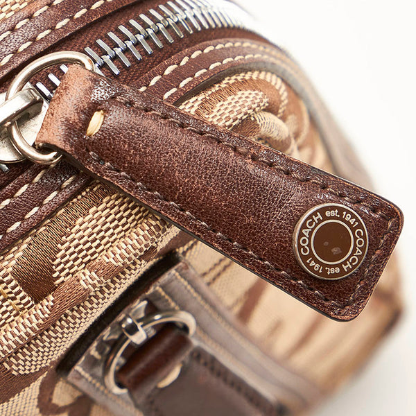 コーチ シグネチャー  斜めがけ ショルダー 6073 ベージュ ブラウン キャンバス レザー レディース COACH 【中古】