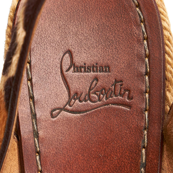 クリスチャンルブタン レオパード パンプス ブラウン ベージュ ハラコ レザー レディース Christian Louboutin 【中古】