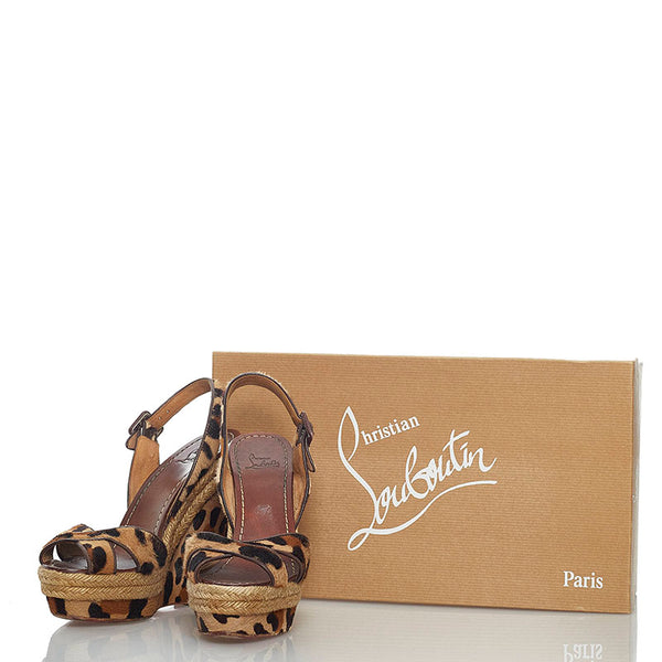 クリスチャンルブタン レオパード パンプス ブラウン ベージュ ハラコ レザー レディース Christian Louboutin 【中古】