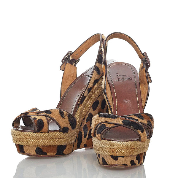 クリスチャンルブタン レオパード パンプス ブラウン ベージュ ハラコ レザー レディース Christian Louboutin 【中古】