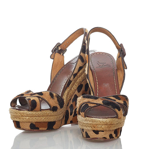 クリスチャンルブタン レオパード パンプス ブラウン ベージュ ハラコ レザー レディース Christian Louboutin 【中古】