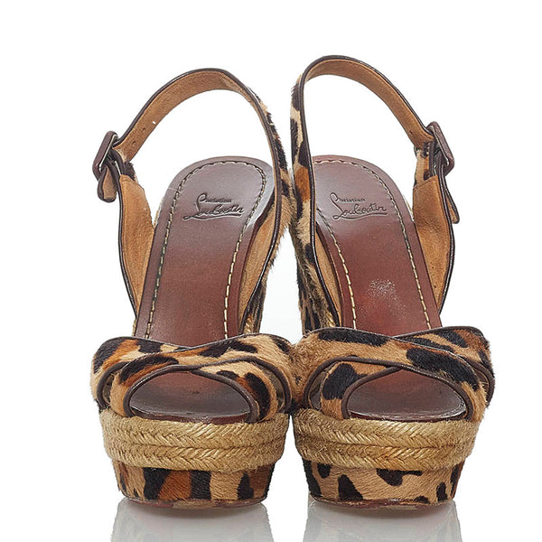 クリスチャンルブタン レオパード パンプス ブラウン ベージュ ハラコ レザー レディース Christian Louboutin 【中古】