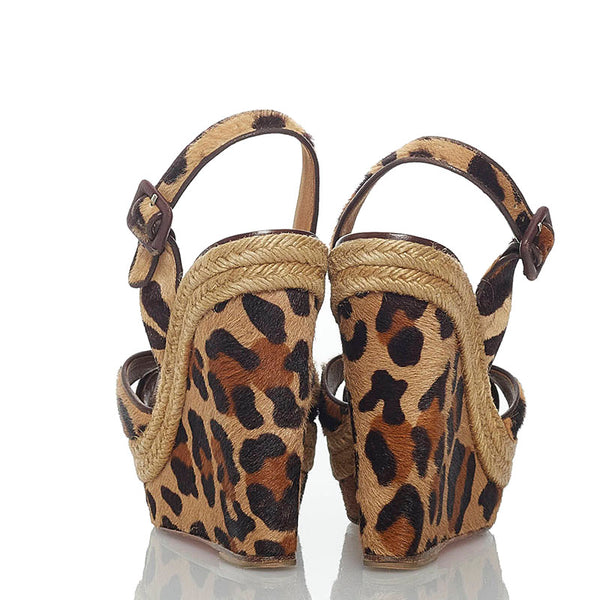 クリスチャンルブタン レオパード パンプス ブラウン ベージュ ハラコ レザー レディース Christian Louboutin 【中古】