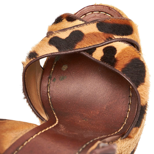 クリスチャンルブタン レオパード パンプス ブラウン ベージュ ハラコ レザー レディース Christian Louboutin 【中古】