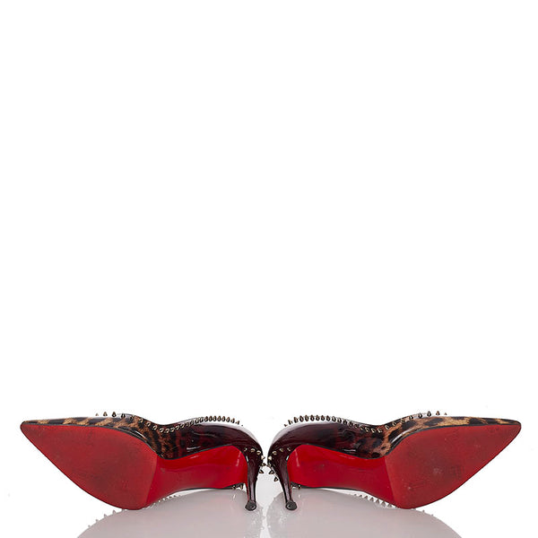 クリスチャンルブタン レオパード スタッズ  ブラウン パテントレザー パンプス レディース Christian Louboutin 【中古】