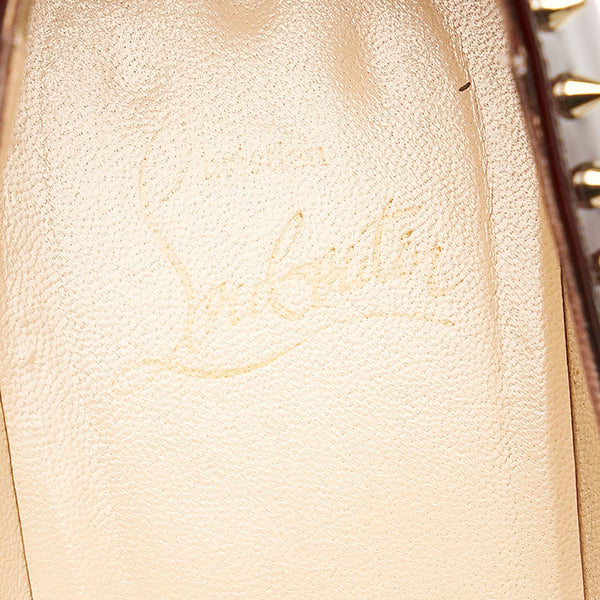 クリスチャンルブタン レオパード スタッズ  ブラウン パテントレザー パンプス レディース Christian Louboutin 【中古】